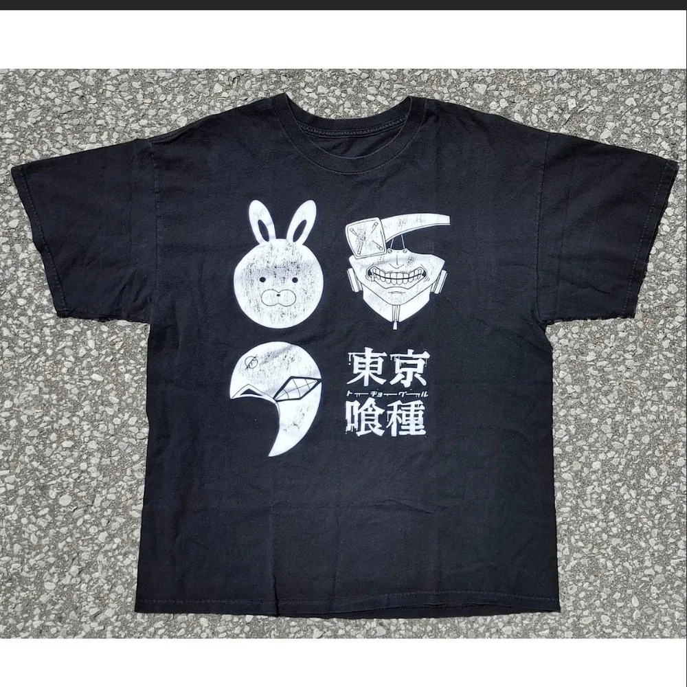 Vtg 2017 Tokyo Ghoul Ken Kaneki Anime Graphic T-Shirt XL Black Pierrot - Picture 1 of 4